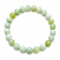 Bracelets pour hommes en jade naturel 100% - Couleurs fraîches d'été - Perles classiques extensibles - 10 mm - Vert clair - Cadeau d'anniversaire