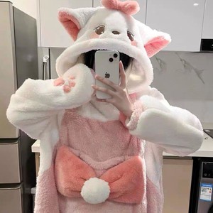 Damen-Winter-Pyjama im Katzen-und-Maus-Cartoon-Stil, Korallenfleece, mit Fleece gefüttert, Plüsch-Nachthemd-Outfit, Halloween-Party, IM111-W - Product Image 3