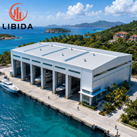 Hangar en acier à grande portée, résistant au vent, à la neige et aux tremblements de terre, pour bateaux, entrepôt de stockage de navires, atelier, bâtiment en structure métallique préfabriquée