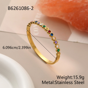 Bracelet jonc en zircon souverain pour <span class=keywords><strong>femme</strong></span>, couleur or, bijou brillant, cadeau pour elle, ton or fin, empilable, style tendance, vente en gros - Product Image 6