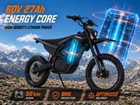 Moto électrique tout-terrain, batterie 60V 27Ah, puissance de pointe 5000W, couple de 200Nm, moto électrique tout-terrain pour adultes, moto électrique