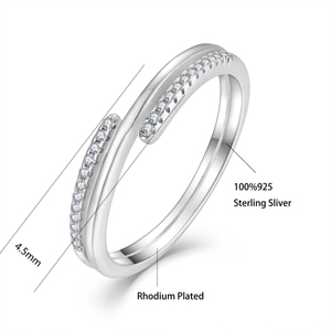 Anillo de Eternidad Redondo de Plata de Ley 925 con Circonitas Cúbicas, Bañado en Rodio, Diseño de Doble Banda Trenzada, Anillo de Aniversario de Bodas, Venta al por Mayor - Product Image 6