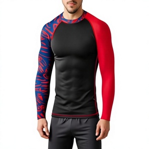 Tenue de combat personnalisée unisexe de haute qualité pour grappling NO Gi MMA Arts martiaux Jiu Jitsu, Rashguard à manches longues noir et camouflage rouge pour adultes - Product Image 6