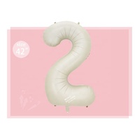 Ballons Chiffres Géants en Aluminium EASTTERN 42 Pouces – Crème Vintage, Blanc, Caramel, Couleur Avoine – Idéal Remise de Diplôme, Fête des Mères