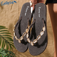 En stock, tongs Evertop Surf pour femmes, décorées de coquillages, sandales plates d'été pour la plage