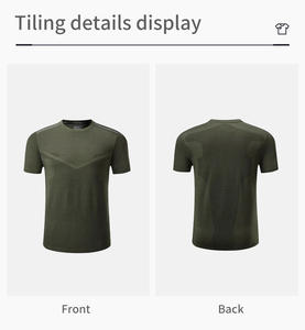 男士速干休闲运动t恤健身跑步实心图案圆领短袖针织面料 - Product Image 3