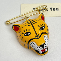 Broche de mode personnalisée en alliage plaqué or émaillé motif tigre pour enfants et femmes, épingle de costume exquise, étanche, cadeau idéal