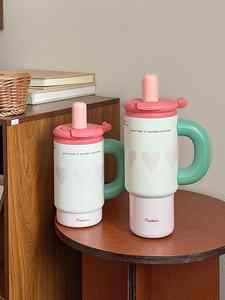 Mug à café isotherme en acier inoxydable 316 de grande capacité 1200 ml avec doublure intérieure en céramique et paille - Product Image 5