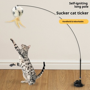 <strong>Cat</strong> Toy Self-Entertaining Boredom Relief Automatic <strong>Cat</strong> Teaser Wand Feather Suction Cup Bell Bite-Resistant Kitten <strong>Cat</strong> teaser - Product Image 6