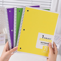 Carnet spirale A4 pour le commerce extérieur, design simple et élégant, feuilles détachables, épaissi, 70 feuilles, trois trous, ligné, pour le classement
