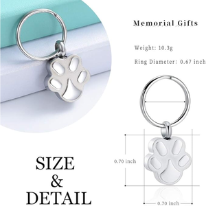 Gantungan Kunci Urn Kremasi Jejak Kaki Perak dari Baja Anti Karat untuk Abu Kucing Anjing, Kenang-kenangan Peringatan untuk Hadiah Pesta - Product Image 4