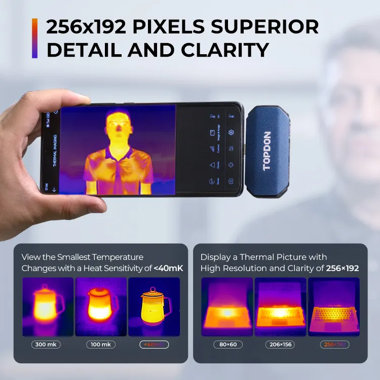 TOPDON TC001 स्मार्टफोन उपयोग Thermography माप थर्मल कैमरा मोबाइल फोन एंड्रॉयड कार आईआर इन्फ्रारेड थर्मल इमेजिंग कैमरा