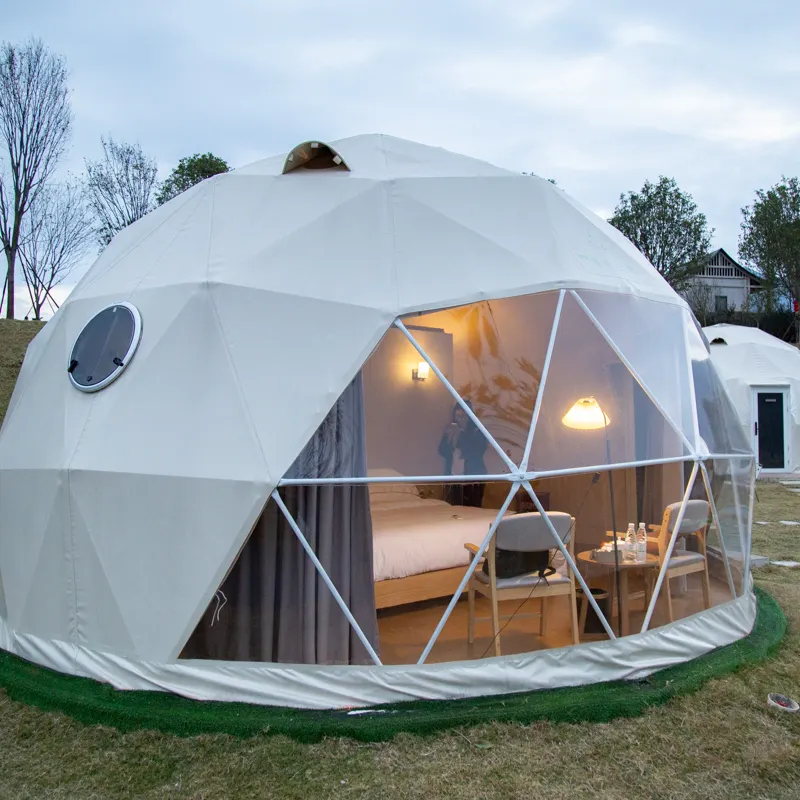 2024 nuovo arrivo personalizzato all'aperto cupola di vetro casa tenda GLAMPING geodetico per la festa matrimonio BAR ristorante