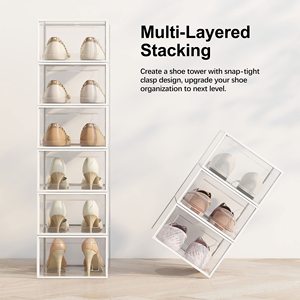 Boîtes de rangement pour chaussures transparentes en plastique, empilables, multicolores, pour la maison - Product Image 2