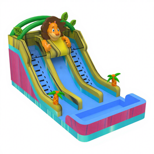 Tobogán Acuático Inflable de Dibujos Animados de <span class=keywords><strong>León</strong></span> para Exteriores, 11x6m, PVC Resistente, 1 Zona de Escalada, 2 Zonas de Deslizamiento, Capacidad para Más de 500 kg, Más de 10 Pasajeros - Product Image 1