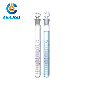 Un <span class=keywords><strong>tube</strong></span> à essai en verre à fond rond avec un bouchon en verre pour le laboratoire de chimie mesurant des millilitres - Product Image 2