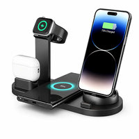 Station de charge sans fil magnétique 3 en 1, chargeur multi-appareils 15W, station d'accueil rotative rétractable, port Type-C, boîte pour écouteurs mobiles