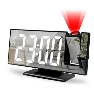 Best Seller Desktop Electric Digital Projection Mini Light Alarm Table Mirror LED Clock With Time Projector