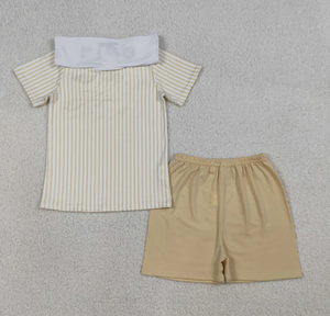 ชุดเสื้อผ้าเด็กทารกปักลายแกะลายทางพร้อมกางเกงขาสั้น - Product Image 5
