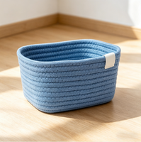 Panier de rangement pliable en coton de style bohème, rectangulaire, écologique, pour la décoration de la maison - Organisateur de rangement de bureau, couleur personnalisée