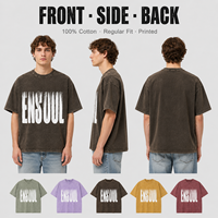 Fabricant de T-shirts Personnalisés Épais et Surdimensionnés pour Hommes, Style Streetwear, 100% Coton, Lavage Acide, Impression Graphique Sérigraphiée