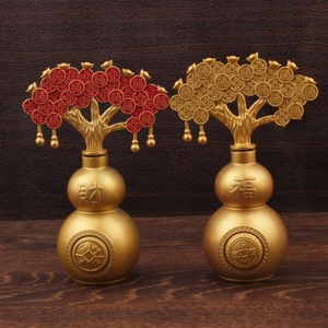 Alloy Money Tree Spinning <b>Ornament</b> Gourd Shape Feng Shui Lucky Charm Home Decoration Chinese New Year Multi Piece Package - Product Image 2