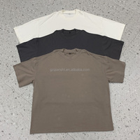 T-shirt en coton respirant 300 g/m² à col tricoté, manches courtes, coupe courte oversize et carrée, personnalisable, style streetwear vierge
