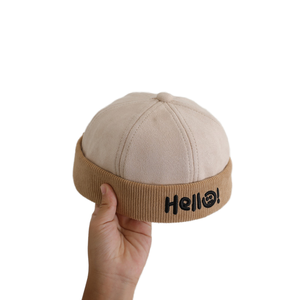 Gorro de pana Retro de alta calidad para <span class=keywords><strong>hombre</strong></span>, gorro de marinero de trabajador sin borde, puño enrollado, estampado de letras, <span class=keywords><strong>gorra</strong></span> deportiva ajustada - Product Image 1