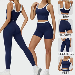 Set Sportivo <span class=keywords><strong>da</strong></span> Donna YK in 4 Pezzi, Vendita all'Ingrosso, Completo <span class=keywords><strong>da</strong></span> Palestra e Fitness con Giacca a Maniche Lunghe, Leggings, <span class=keywords><strong>Tuta</strong></span> Sportiva Senza Cuciture per Yoga - Product Image 2