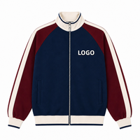 Veste de survêtement vintage en maille gaufrée pour homme OEM/ODM, brodée, imperméable, respirante, col montant, style streetwear, athlétique, pour l'hiver