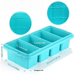 Molde para Cubitos de Hielo, Herramientas para <span class=keywords><strong>Congelador</strong></span>, Bandeja para Hacer Helados con Tapa, Nueva Bandeja Reutilizable Cuadrada de Silicona de Grado Alimenticio - Product Image 6
