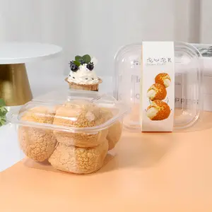 Fabricants en gros emballage de boulangerie boîte transparente carrée pain PET gâteau boîte à pâtisserie