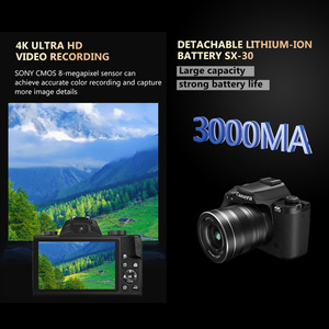 Caméra de vlogging 4K WD100 75MP avec zoom optique 20X, écran tactile 4,0 pouces, lumière d'appoint, 30 filtres, objectif grand-angle UV et fonction Time-Lapse - Product Image 3