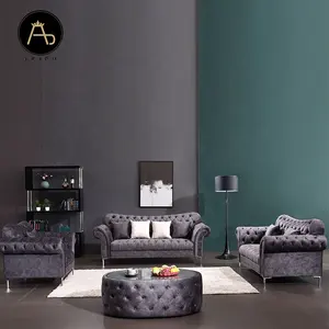 Divano divano in memory foam di alta qualità per la casa divano in velluto grigio stile chesterfield set mobili soggiorno 3 2 set divano 1 posto