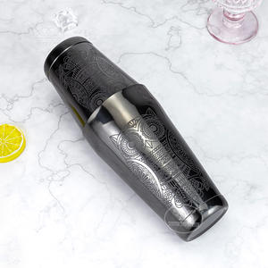 Shaker Boston da Cocktail Nero Lucido con Motivo a Gufo Inciso, Shaker Ponderato in Acciaio Inox da 18/25oz per Bar e Bartender - Product Image 6