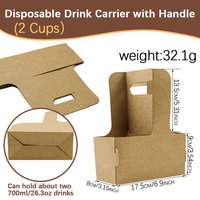 Porte-gobelets jetables 2 tasses avec poignée, support en papier pour café chaud ou froid, porte-gobelets à emporter pour livraison de repas