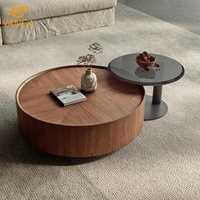 Table basse moderne pour salon, table basse créative en bois italienne de petite taille, table basse ronde luxueuse pour salon