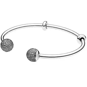 High quality sterling silver charms bangle wholesale fashion jewelry 925 silver bracelets