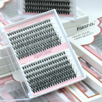 Cils en Segment Fait à la Main Individuels Courbure Mixte Naturelle Faux Vison DIY, Clusters de Cils en Éventail
