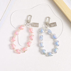 Porte-clés en alliage acrylique multicolore en forme de cœur, style tressé simple, pour clés de voiture, breloque de sac, pendentif, nouveauté populaire, vente chaude - Product Image 5