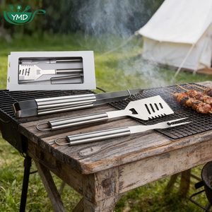 Ensemble d'<span class=keywords><strong>accessoires</strong></span> de barbecue robustes en acier inoxydable 3 pièces : spatule, pince et fourchette pour camping en extérieur - Product Image 3