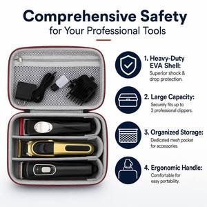 Fournisseur OEM ODM – Étui de rangement rigide en EVA pour tondeuses et rasoirs – Peut contenir jusqu'à <span class=keywords><strong>3</strong></span> appareils, ainsi que des lames, des chargeurs et des accessoires - Product Image 4