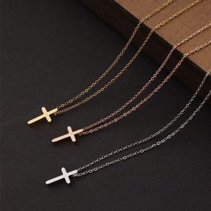 Fashion 18K Goldmini Simple Vintage Titanium Jesus Christ Stainless Steel Religious <b>Silver</b> Cross Pendant Necklace Jewelry - Product Image 1