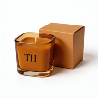 Pot à bougie vide personnalisé pour la fabrication de bougies, 5oz 8oz 10oz, mini pot carré unique en verre ambré de luxe irisé avec boîte