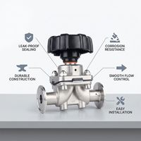 Vanne à diaphragme sanitaire à fixation par collier, compatible CIP, résistante à la corrosion, pour conduites d'eau ultrapure, Bayou-Lok, disponible en OEM