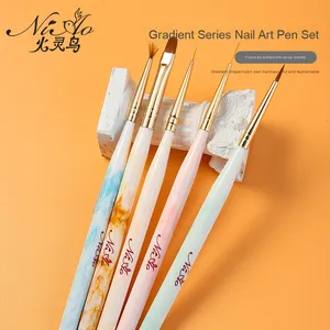 Kit de pinceaux de nail art dégradé pour débutants – Pinceaux éventail, plats et de précision pour la peinture et la sculpture sur gel UV pour manucure - Product Image 2