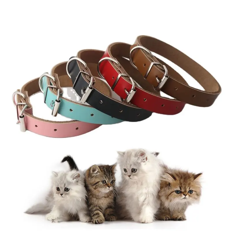 Custom high quality solid color adjustable dog training collar pu leather pet dog metal buckle collar personalized in bulk