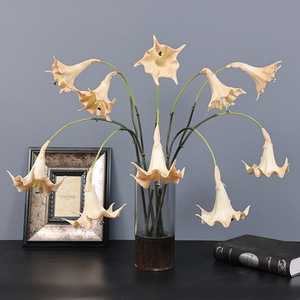 عالية الجودة 2 رؤساء PU ريال اللمس الاصطناعي فلوس daturae الفاخرة المنزل الديكور زهرة - Product Image 2