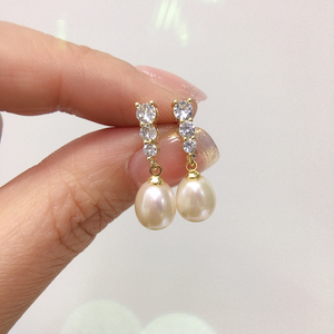 Boucles <span class=keywords><strong>d</strong></span>'Oreilles SHDIYAYUN en <span class=keywords><strong>Argent</strong></span> Pur S925 avec Aiguille, Design Goutte Zircon et Perles de Culture <span class=keywords><strong>d</strong></span>'Eau Douce Naturelles - Product Image 5