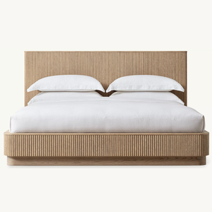Cama de Plataforma de Roble Macizo de Alta Calidad, Moderna y Minimalista, Modelo Mulholland, Cama Suave con Panel, Extra Grande, Juego de Muebles de Dormitorio de Lujo, 10 Años de Garantía - Product Image 2